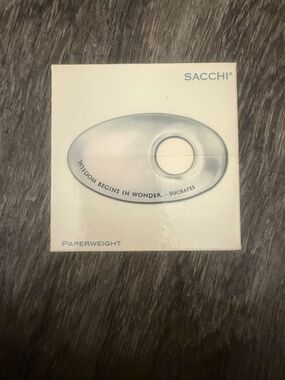 SACCHI Silver Pewter Paperweight Wisdom Begins In Wonder Socrates